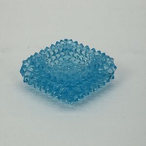 Vintage Brooke Glass Company Aqua Blue Hobnail Salt Cellar Tea Light Holder